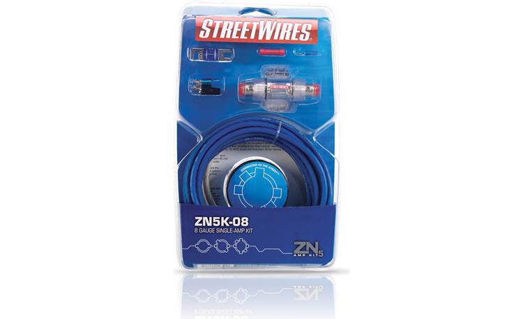 StreetWires ZeroNoise 5 ZN5K-08 8-gauge kit shown in blue