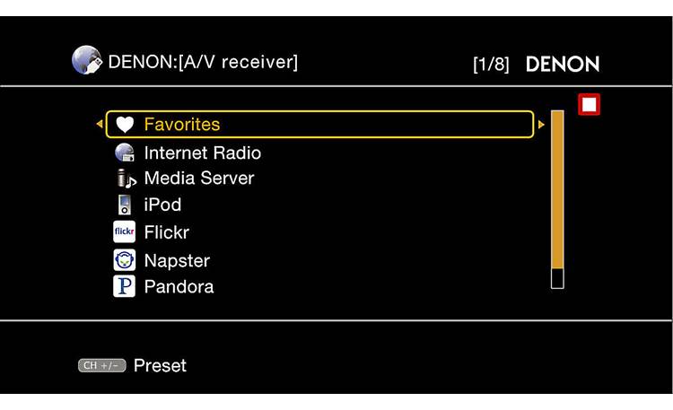 Denon AVR-3312CI On-screen digital music files