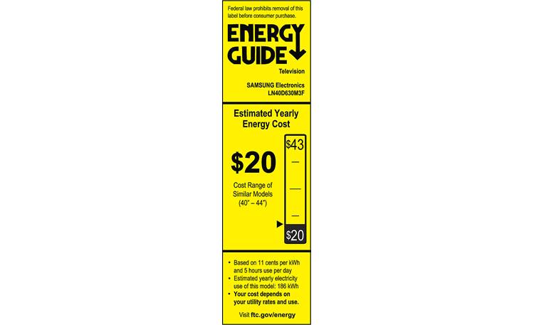 Samsung LN40D630 EnergyGuide label