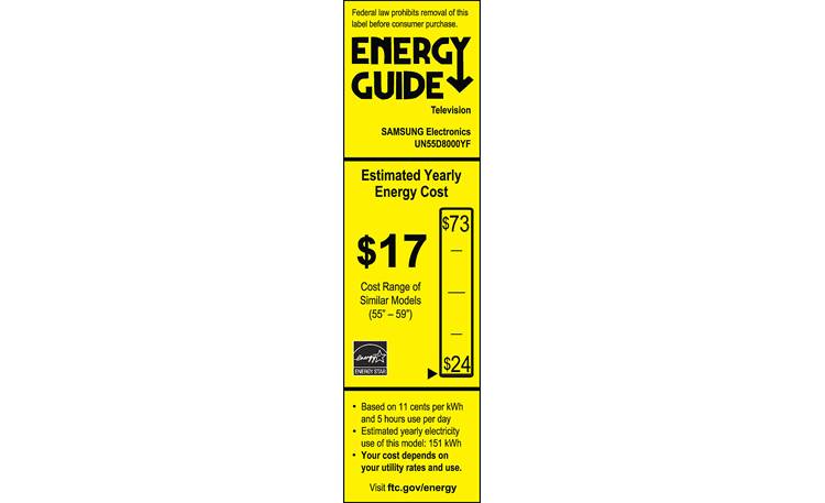 Samsung UN55D8000 EnergyGuide label