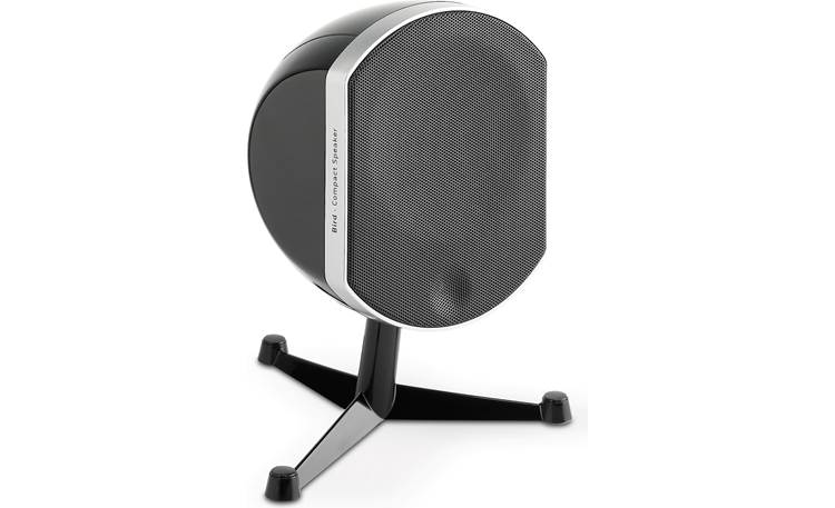 Focal Bird Black speaker shown on included tripod stand