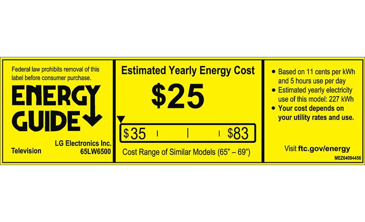 LG 65LW6500 EnergyGuide label