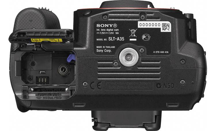 Sony Alpha SLT-A35 (no lens included) Bottom (with battery/memory compartment door open)
