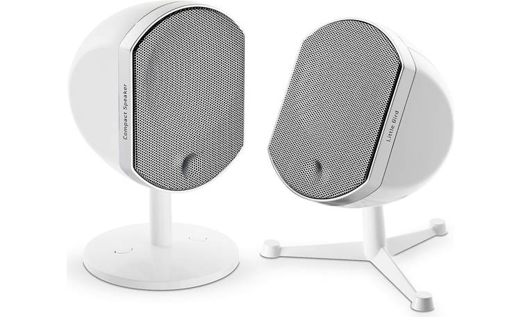 Focal Bird White (shown with the two types of bracket/stands included for each speaker)