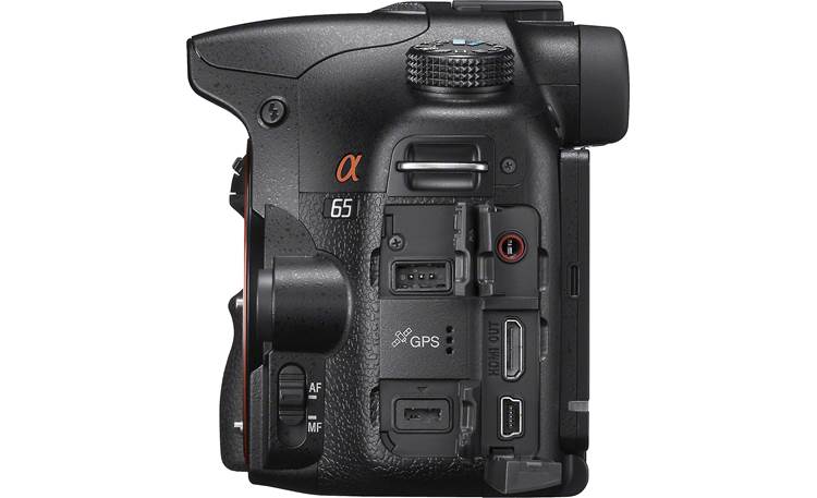 Sony Alpha SLT-A65VK Left side view, connector panel open (body only)