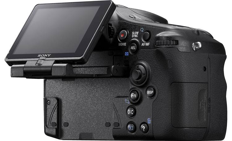 Sony Alpha SLT-A77V (no lens included) Back 3/4 angle, display upward