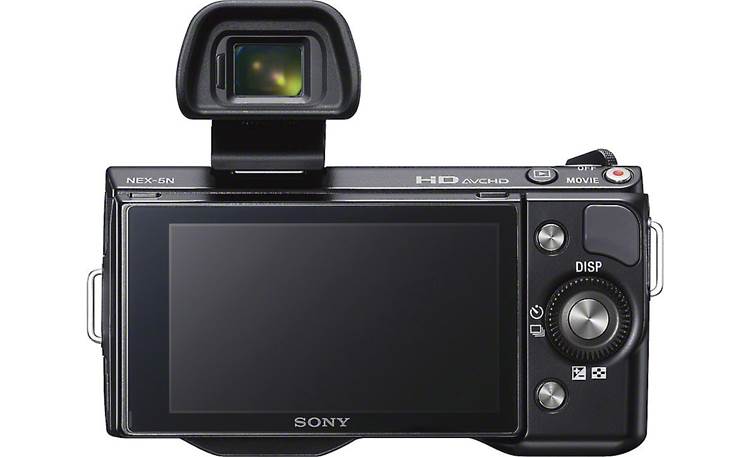 Sony Alpha NEX-5N Back, optional viewfinder attached (not included)