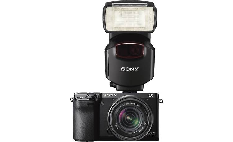 Sony Alpha NEX-7 Front view, with lens, straight-on, optional flash on hot shoe