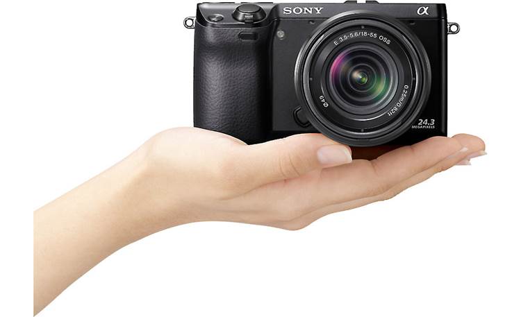 Sony Alpha NEX-7 Front, with lens, in hand