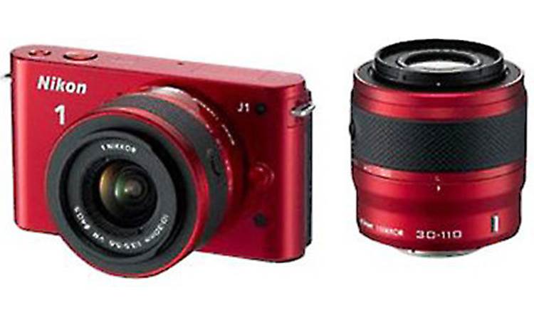 Nikon 1 J1 w/10-30mm and 30-110mm VR Lenses Front (red)