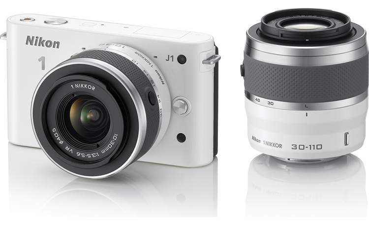 Nikon 1 J1 w/10-30mm and 30-110mm VR Lenses Front (white)