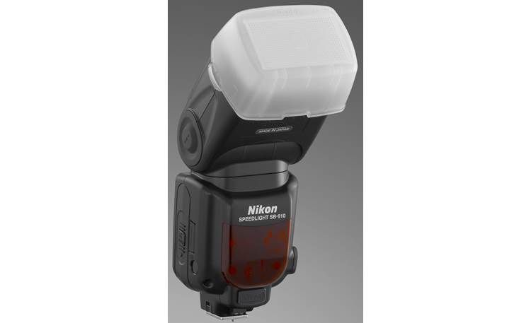 Nikon SB-910 angled, with diffusion dome