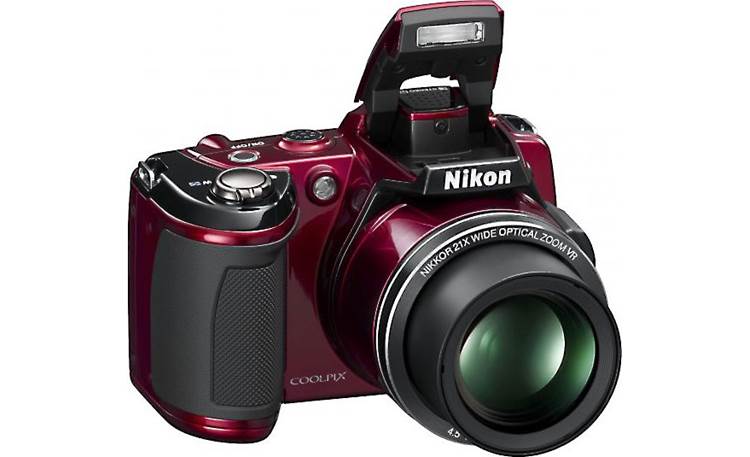Nikon Coolpix L120 Front - Red - Flash