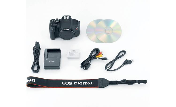 Canon EOS Rebel T3i (no lens included) Shown with included accessories