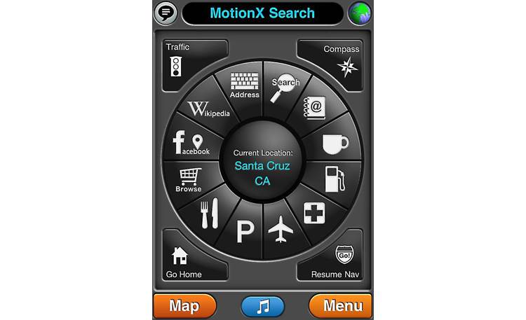 JVC KW-AVX840 MotionX-GPS Drive menu screen