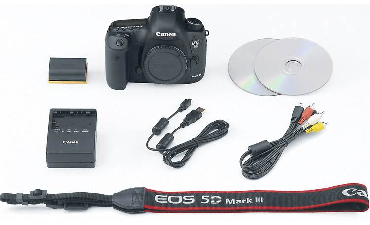 Canon EOS 5D Mark III with L-Series Zoom Lens Shown with supplied accessories