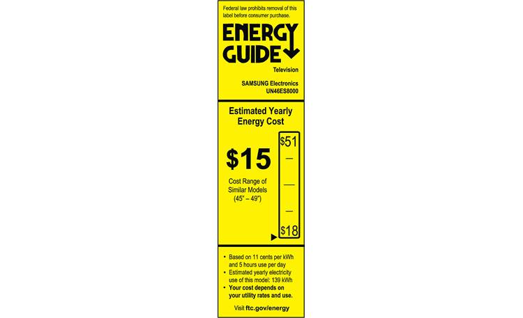 Samsung UN46ES8000 EnergyGuide label