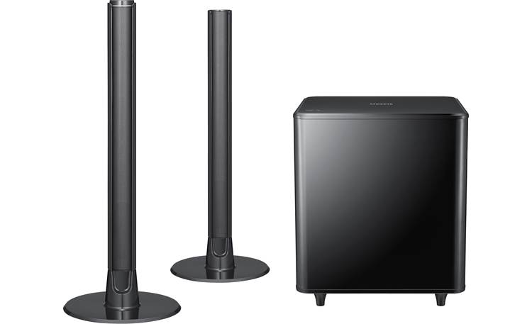 Samsung HW-E550 (Black) AudioBar divided and set on included floor stands