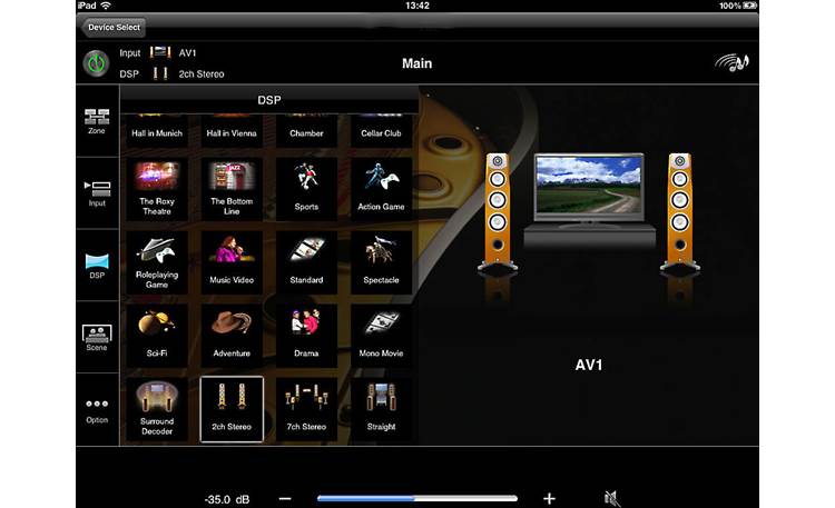 Yamaha RX-V573 Yamaha's free remote app on iPad (not included)