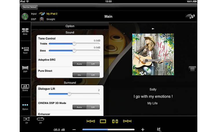 Yamaha RX-V673 Yamaha's free remote app on iPad (not included)