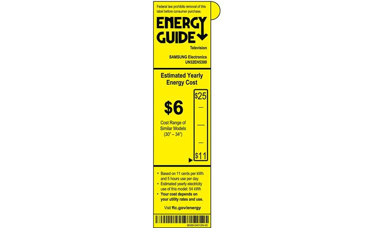 Samsung UN32EH5300 EnergyGuide label