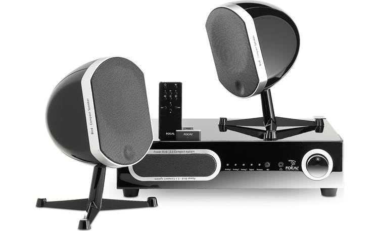 Focal Bird Pack 2.1 System in black (pictured with included remote and optional iPod® wireless dongle)