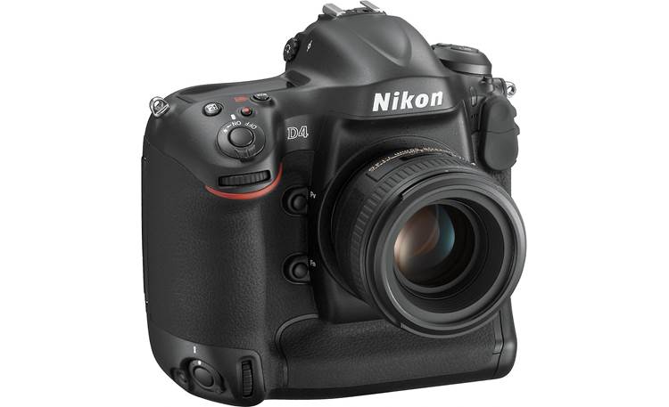 Nikon D4 (no lens included) Front, 3/4 view, with lens (not included)