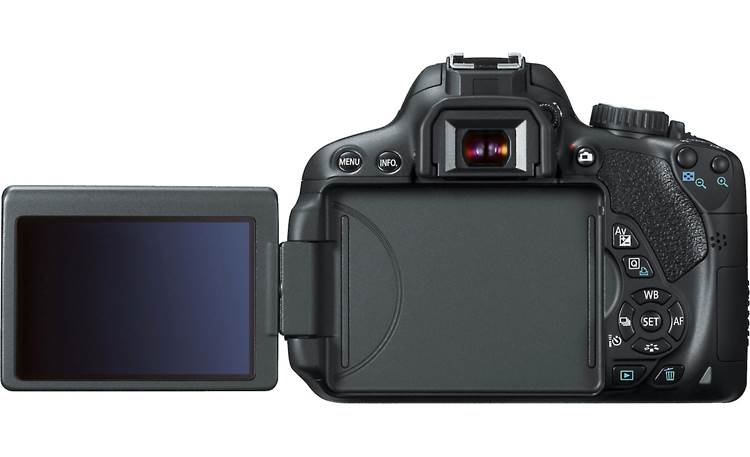 Canon EOS Rebel T4i (no lens included) Back, with touchscreen LCD display flipped out