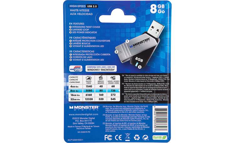 Monster Digital USB 2.0 Flash Drive Product packaging (back)