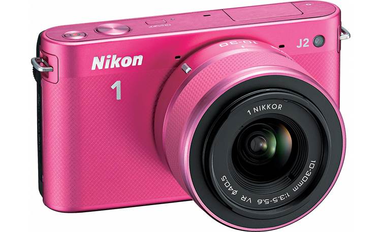 Nikon 1 J2 with 10-30mm VR Lens Front, 3/4 view, from left