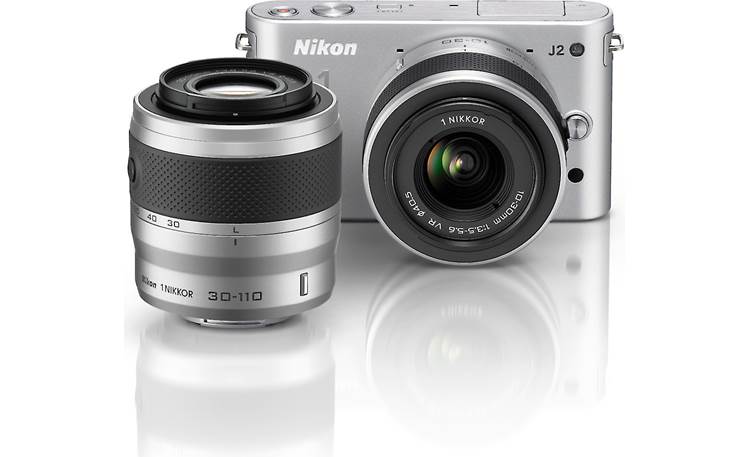 Nikon 1 J2 Dual Lens Kit with 10-30mm and 30-110mm VR lenses Front (Silver)