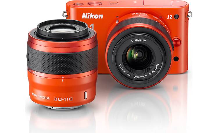 Nikon 1 J2 Dual Lens Kit with 10-30mm and 30-110mm VR lenses Front (Orange)