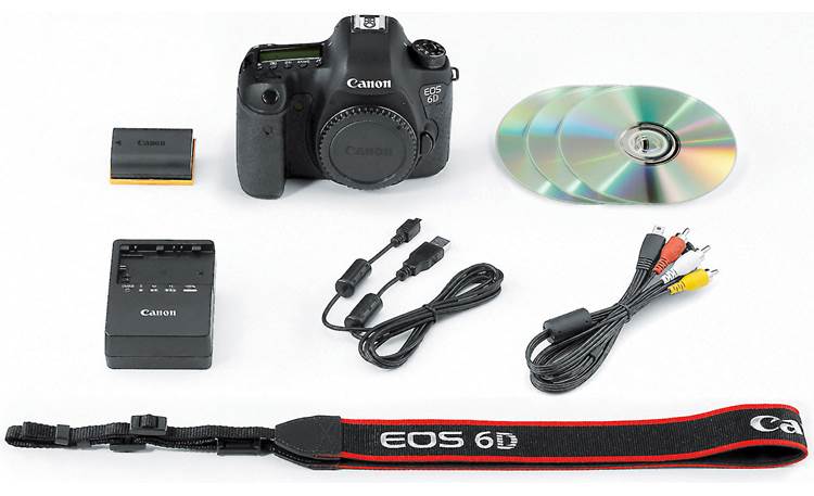 Canon EOS 6D (no lens included) Shown with supplied accessories