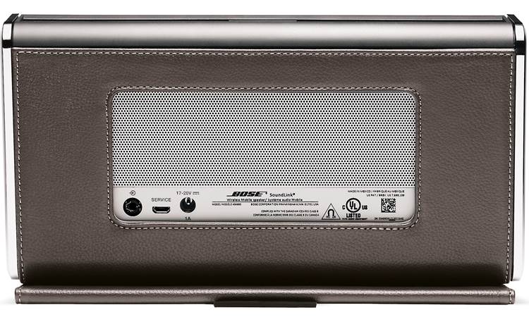 Bose® SoundLink® <em>Bluetooth®</em> Mobile speaker II — Leather Edition Silver finish, dark brown leather cover - back (with case closed)