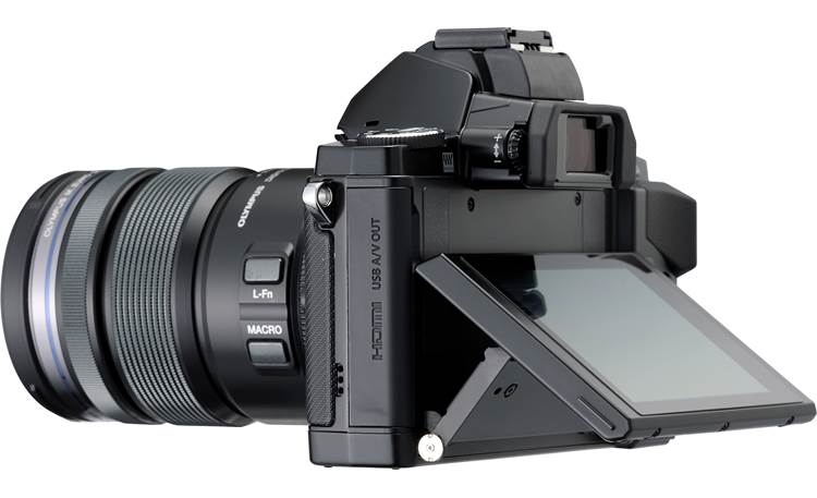 Olympus OM-D E-M5 4.2X Zoom Lens Kit The back screen tilts for easy monitoring
