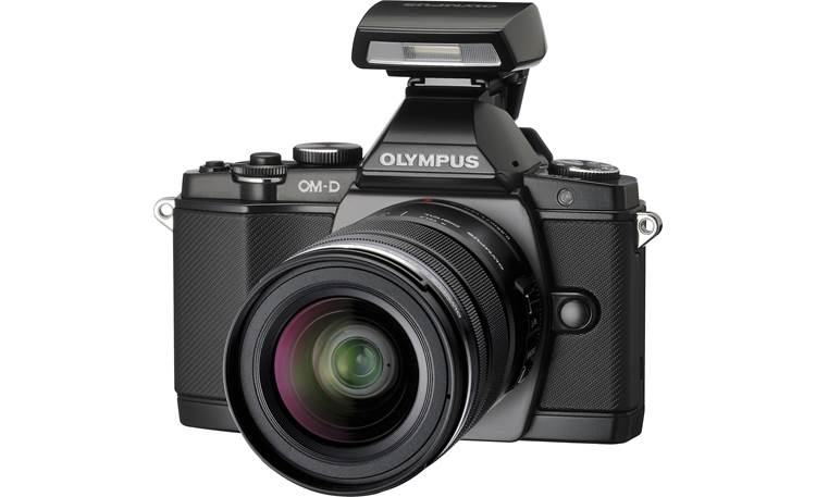 Olympus OM-D E-M5 4.2X Zoom Lens Kit Front, with flash
