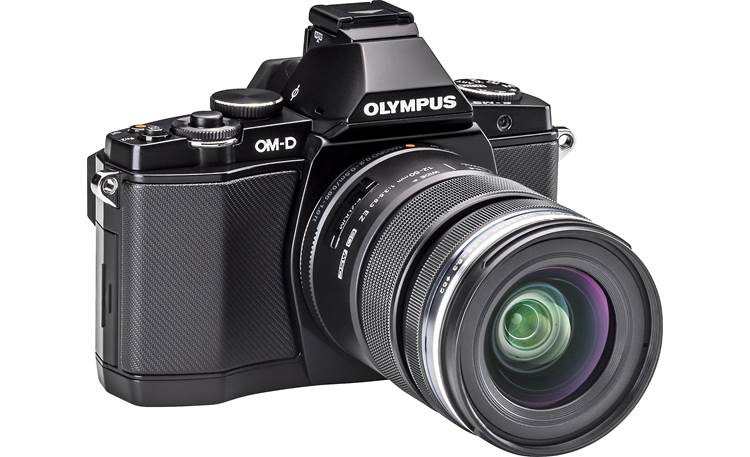 Olympus OM-D E-M5 4.2X Zoom Lens Kit Front, 3/4 view, from left
