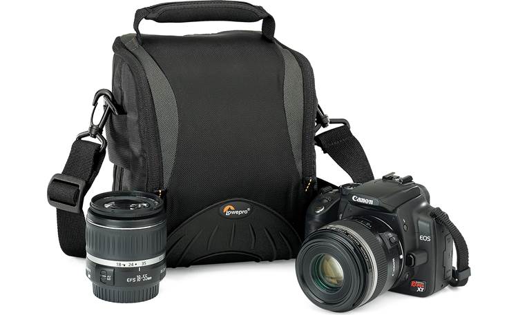 Lowepro Apex 120 AW Shown packed, with camera and lens for scale (not included)