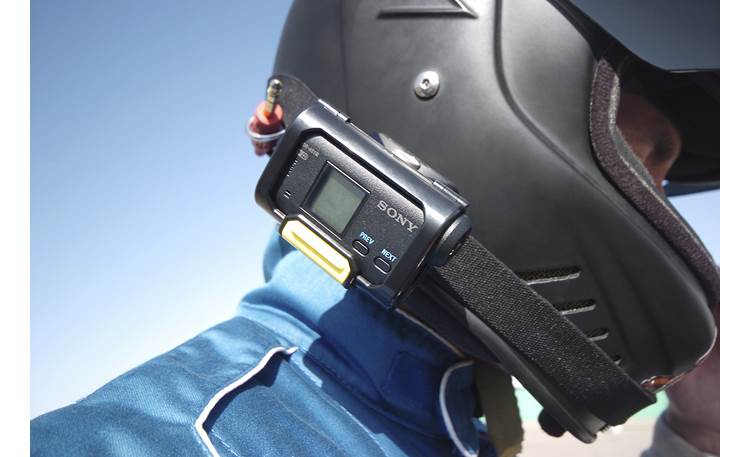 Sony HDR-AS15 Shown mounted on helmet (mount, helmet not included)