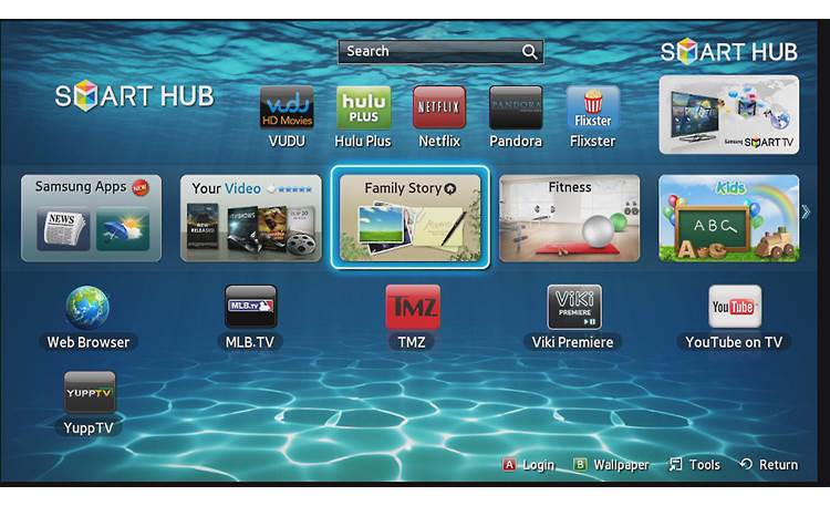 Samsung BD-E6500 Graphic user interface (some apps require subscription)