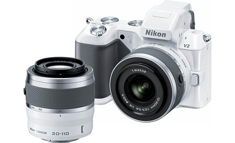 Nikon 1 V2 Camera with Two Zoom Lenses Front