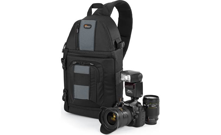 Lowepro Slingshot 202 AW shown with DSLR and lenses (not included)