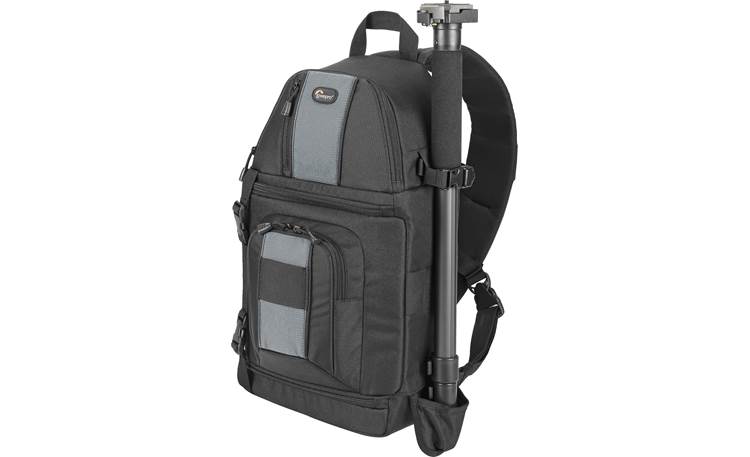 Lowepro Slingshot 202 AW shown with monopod strapped into place (not included)