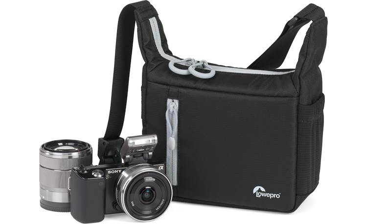 Lowepro StreamLine 100 shown with camera and lenses (not included)
