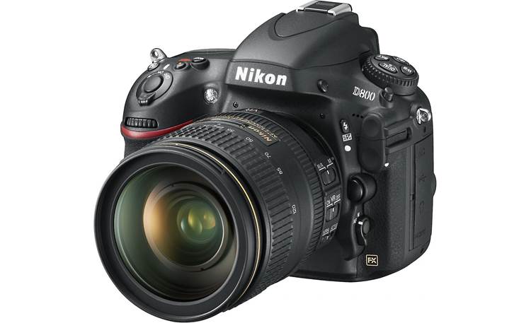 Nikon D800 (no lens included) 3/4 angle, left side, with lens (not included)