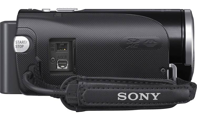Sony Handycam® HDR-CX260V right side view with connector panel open