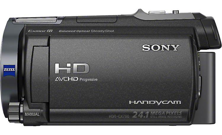 Sony Handycam® HDR-CX760V left side view, with battery