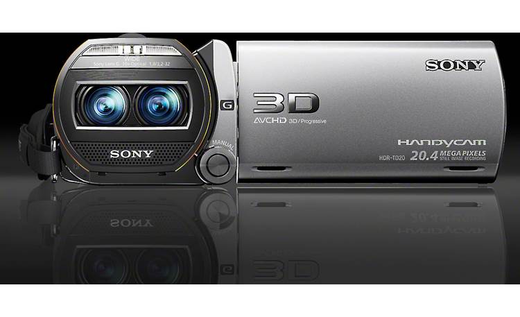 Sony Handycam® HDR-TD20V Front, straight-on, LCD rotated away