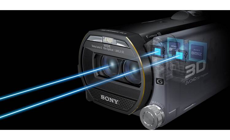Sony Handycam® HDR-TD20V transparent view of light path, 3/4 view