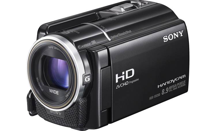 Sony HDR-XR260V Front, 3/4 view, touchscreen display closed